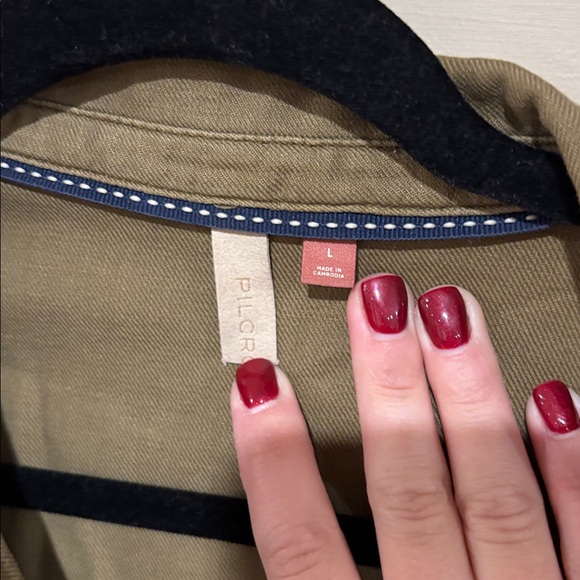 Anthropologie olive denim ruffle button down - Picture 4 of 5